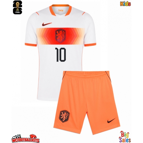 Netherlands Memphis Depay #10 Replica Away Stadium Kit for Kids World Cup 2026 Short Sleeve (+ pants)